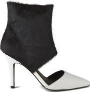 Women's Tylar Pony Hair Cuff Leather Cut Out Boots Blackwhite 8