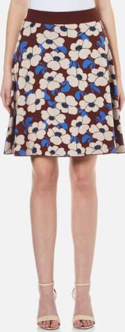 Women's Nasca Floral Knitted Skirt Bordeaux