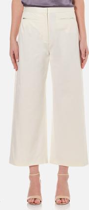 Women's Stretch Cotton High Waisted Culottes Eggshell