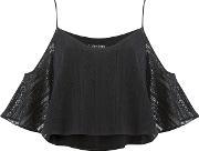 Women's Sad Song Cold Shoulder Lace Top Black M