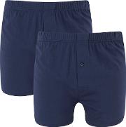 Men's Twin Pack Jersey Boxer Shorts Navy