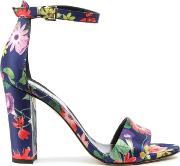Floral Multicoloured Block Heel Ankle Strap Sandal