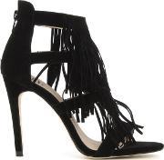 Wheldrake Black High Fringe Sandal 