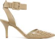 Odynna Nude Patent Perforated Ankle Strap Court