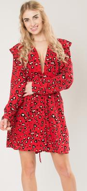 Red Leopard Print Mini Dress
