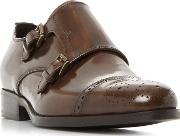 Brown platinum Formal Brogue Detail Monk Shoes