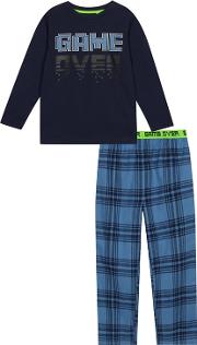 Bluezoo Boys Blue game Over Print Pyjama Set
