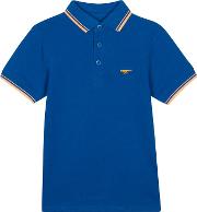 Bluezoo Boys Bright Blue Tipped Cotton Polo Shirt