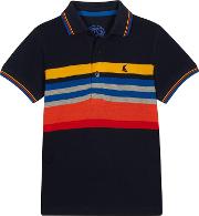 Bluezoo Boys Navy Striped Cotton Polo Shirt