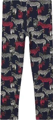 Bluezoo Girls Navy Zebra Print Leggings