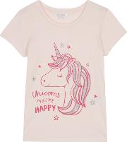 Bluezoo Girls Pink Unicorn Print T Shirt