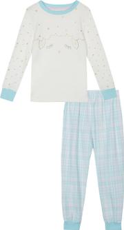 Girls' White Sheep Print Pyjama Set