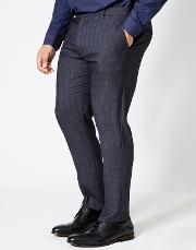 Big & Tall Blue Check Skinny Fit Trousers