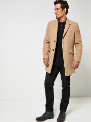 Camel Faux Wool Chesterfield Overcoat