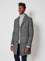 For Claus Black And White Check Crombie Coat