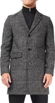 Grey Large Check Faux Wool Chesterfield Overcoat