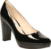 Black Patent Leather kendra Sienna High Block Heel Court Shoes