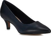 Clarks Black Leather linvale Jerica Mid Kitten Heel Court Shoes