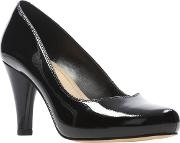 Clarks Black Patent Leather dalia Rose High Platform Heel Court Shoes