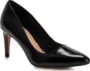 Clarks Black Patent Leather laina Rae High Stiletto Heel Court Shoes