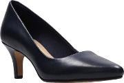 Clarks Navy Blue Leather isidora Faye Mid Heel Court Shoes