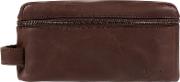 Dark Brown flip Natural Leather Wash Bag