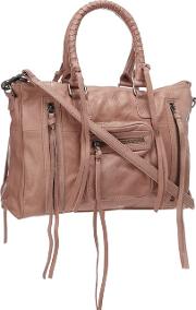 Pink Leather rose Satchel Bag