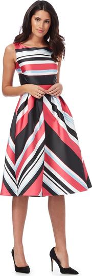 Multi Coloured miami Striped Prom Dress