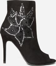 Black Adelaide Peep Toe Ankle Boots
