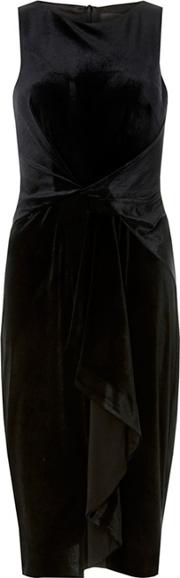 Black Velour Frill Bodycon Dress