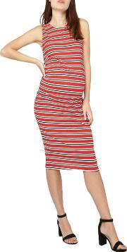 Maternity Red Striped Bodycon Dress