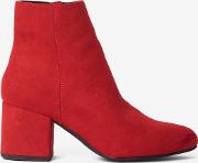 Red Aubree Block Heel Ankle Boots