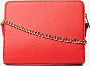 Red Zip Top Chain Crossbody Bag
