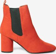 Rust Apricot Round Heel Ankle Boots