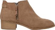 Wide Fit Beige Major Ankle Boots
