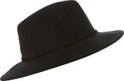 Black fellie Rope Plait Fedora Hat