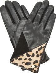 Black ilexia Decorative Panel Leather Glove