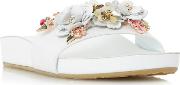 White laelia Floral Embellished Slider Sandals