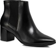 Black Leather shape 45 Mid Block Heel Ankle Boots