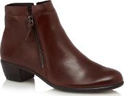 Brown Leather touch 35 Mid Block Heel Ankle Boots