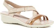 Light Pink Leather felicia Mid Wedge Heel Sandals