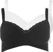 Black And White 2 Pack Lily Cotton Bras