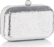 Silver Sequin patsy Box Clutch Bag