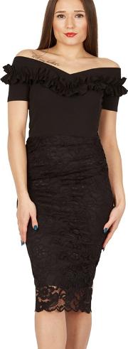 Black Lace Off Shoulder Dress