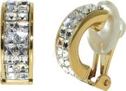 Gold & Swarovski Crystal Half Hoop Clip Earrings