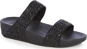 Black Glitterball Slide Sandals