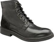 Black hardy Leather Lace Up Military Boots