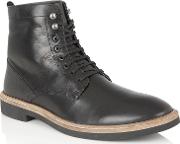 Black Leather 'munros' Mens Lace Up Boots