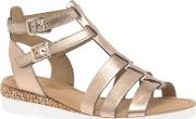 Gold Leather felicity Low Heeled Gladiator Sandals