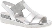 Silver Leather kiana Low Wedge Heeled Sandals